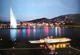 GENÈVE La Rade le Jet d'Eau Dampfschiff Rhone
