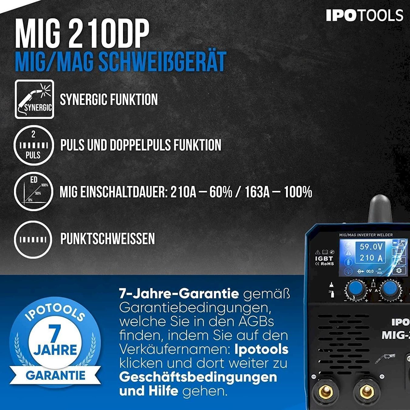 Löten & Schweissen: IPOTOOLS MIG-210DP MIG/MAG Schweißgerät – Neu und originalverpackt aus Bottighofen von zaap 6