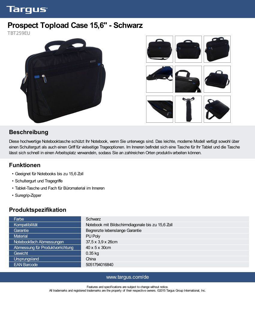 Targus Borse: Targus Laptop Tasche – Usato da Kaiseraugst venduto da beatboxx 3