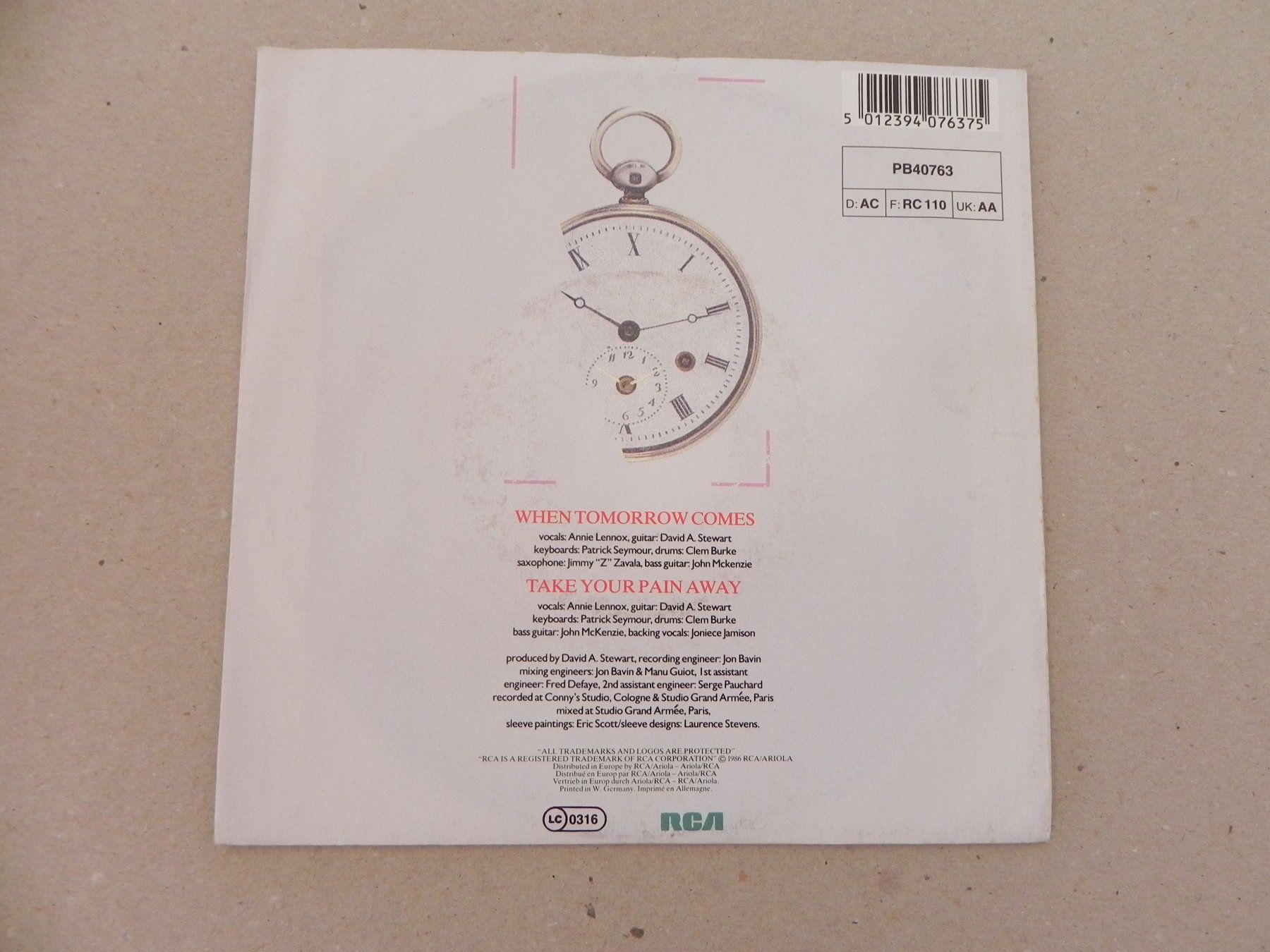 Dischi in vinile: Single brit. Pop Duo Eurythmics 1986 When Tomorrow comes – Usato da Siebnen venduto da krimsie 1