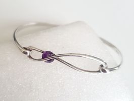 Silber Armreif 925 mit Amethyst Edelstein, Top Zustand