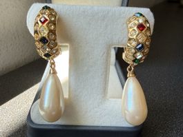 ✨Vintage Ohrringe mit Perlen und Strasssteinen Clips 