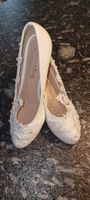 Brautschuhe weiss mit Spitze und Perlen Grösse 42 Hochzeit 