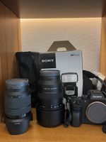 Sony a 7 III Kamera Set mit Objektiven, Blitz und Stativ