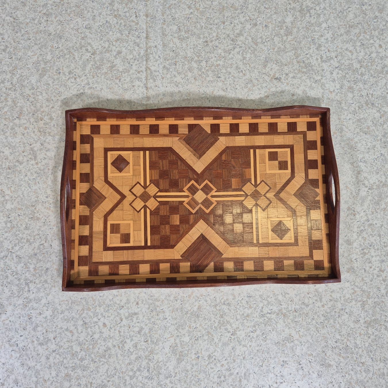 Piatti di portata: Vintage Serving Tray Holztablett Serviertablett Intarsien – Usato da Nottwil venduto da Wondewa-Shop 5