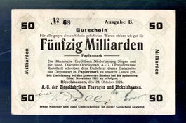 Schweizer-Germany Thayngen noten 50 milliarden mark selten