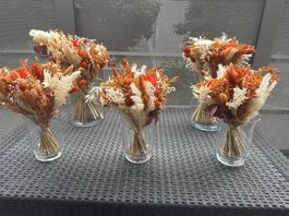 Bouquets de fleurs séchées avec vase (5 pcs.)