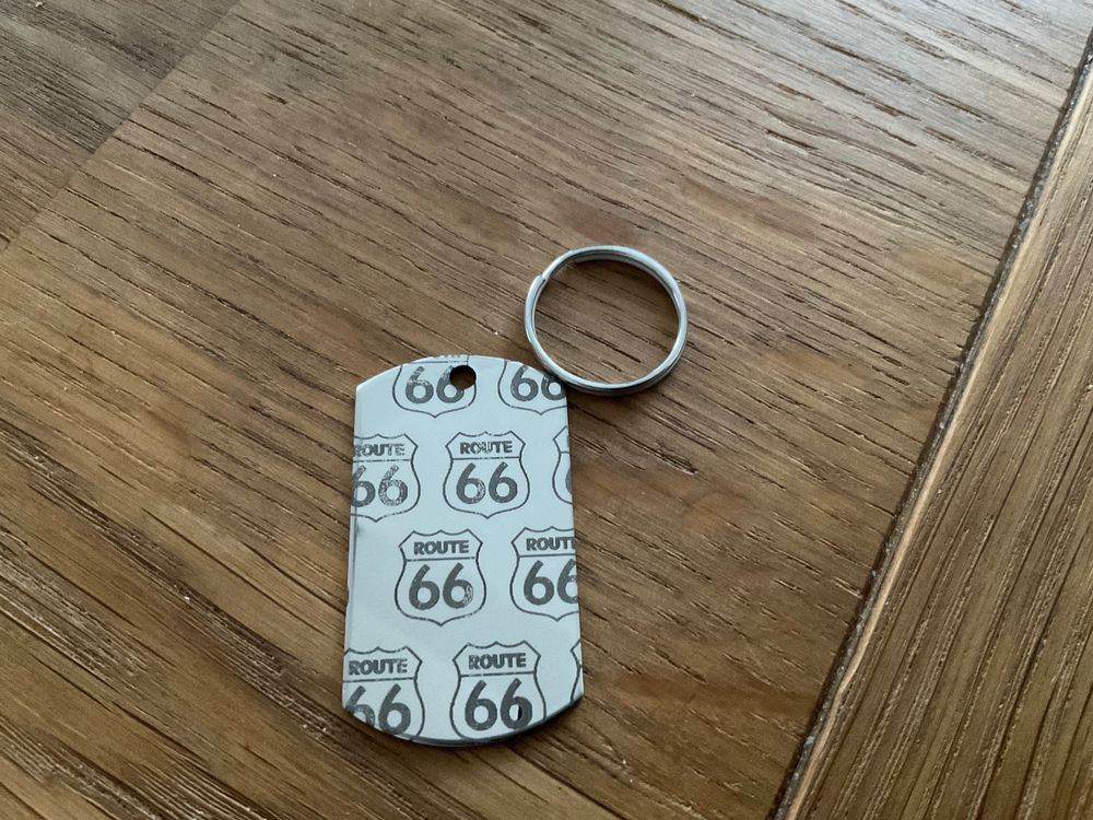 KEYSPACE Motorrad Schlüsselanhänger Leder - Route 66 Born To Ride Design