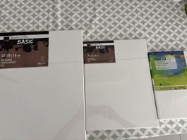 3 versch. Malleinwände