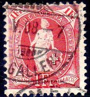 STEHENDE HELVETIA 1908 GESTEMPELT 99A ERHALT SIEHE SCAN -J23