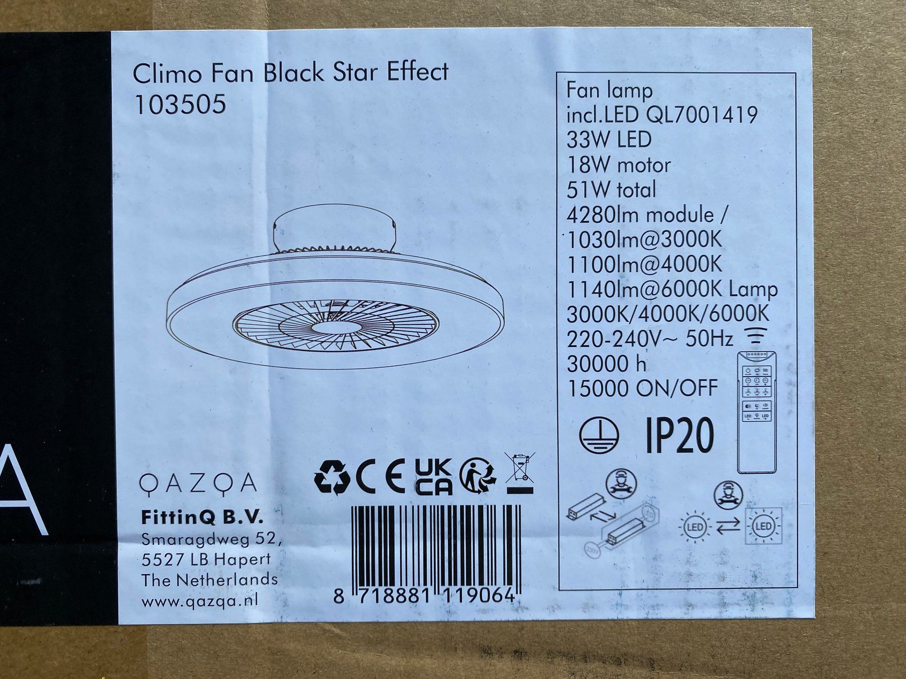 Lampade: LED Deckenventilator QAZQA 60cm dimmbar – Nuovo e nell'imballaggio originale da Zürich venduto da LUIS-B 3