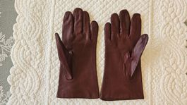 Vintage Lederhandschuhe feinstes Leder Weinrot 7.5 cm