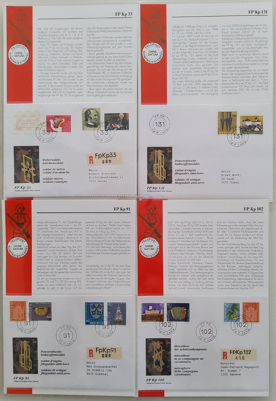Tutti i francobolli: Sammlung Feldpost Kompanien, Kasernen und Truppen – Usato da Buchrain venduto da mue_kru 2