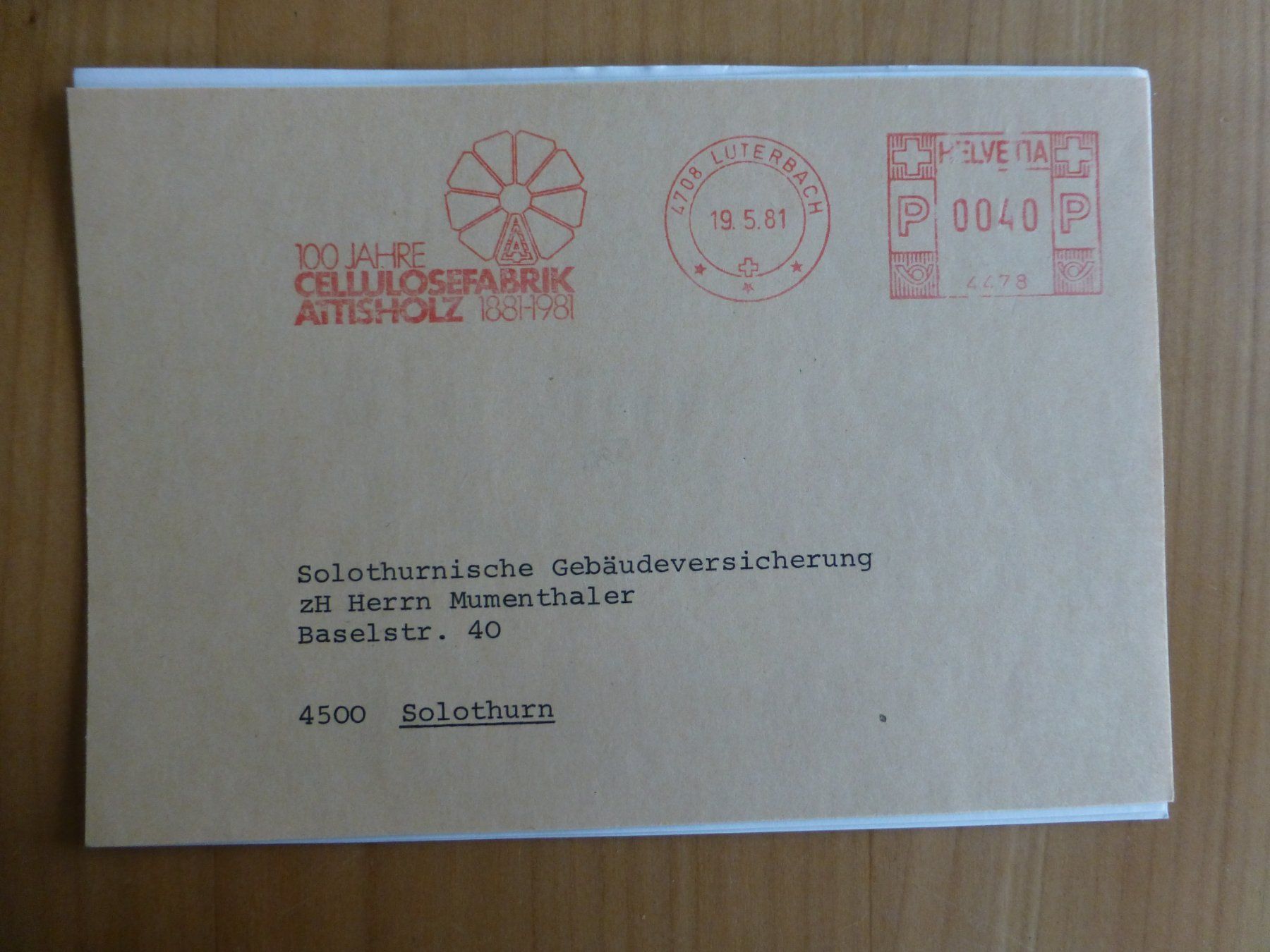 Poster & Bilder: Luterbach, Cellulose Attisholz 1981 – Gebraucht aus Bettlach von 1saurer