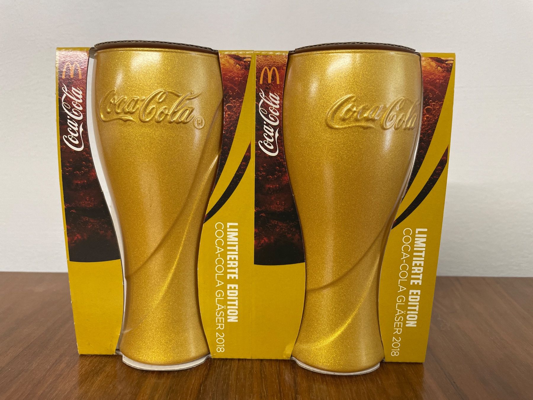 Coca-Cola Bicchieri: 2 x COCA COLA Limited Edition 2016 Glasses "Gold" – Usato da Frasnacht venduto da GracyStore