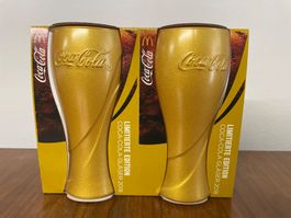 2 x COCA COLA Limited Edition 2016 Glasses "Gold"