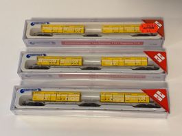 3x Hobbytrain Containertragwagen 1/160 mit Post Container