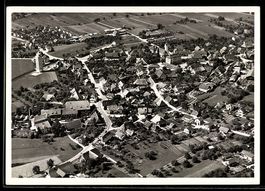AK Lotzwil, Luftaufnahme des Ortes mit Kirche