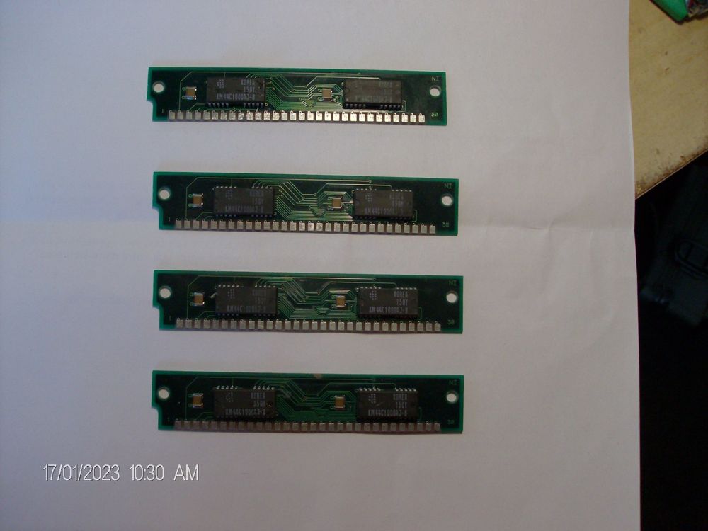 Mémoire RAM Vintage 4 Mo (4x1 Mo) SIMM 30 Broches Goldstar - Pour