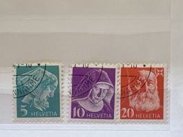 Timbres Suisse Helvetia 5, 10, 20 Rappen 1941 1-10