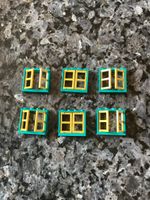 LEGO Fenster 6 Stück türkis mit gelben Rahmen gebraucht