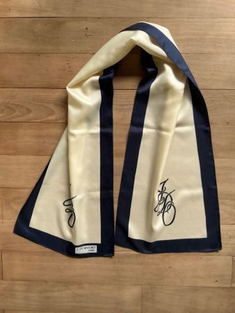 J. D'ORMONT Seidenschal, Beige/Marine, Sehr guter Zustand!