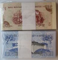 BHUTAN - 1 + 5  NGULTRUM 2006 - UNZIRKULIERTE 2 BANKNOTEN