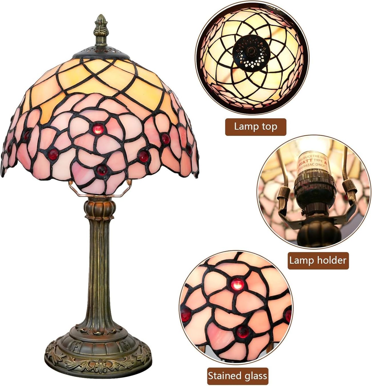 Lampade: Tiffany Tischlampe Kirschblüten Buntglas E27 – Nuovo e nell'imballaggio originale da Hundwil venduto da pak_7zvn 1