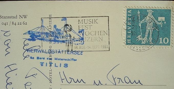 Ansichtskarten: STANSSTAD Restaurant Rozloch - Stempel Schiff Titlis – Gebraucht aus Jona von philajona 1