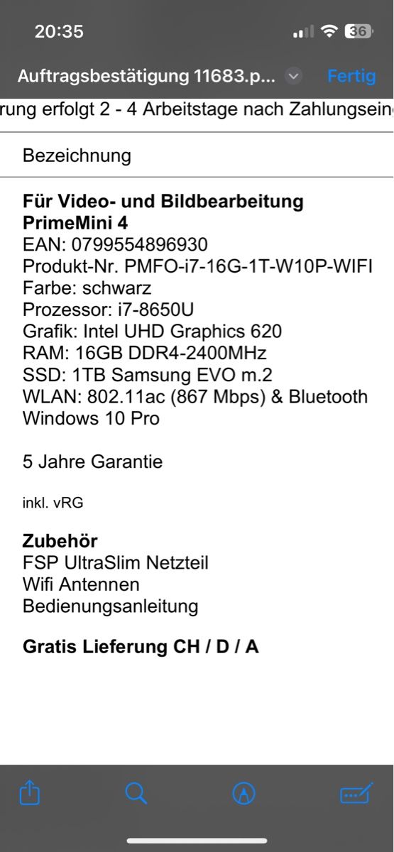 PCs: Prime mini 4 / i7 (Mainboard ev. defekt) – Defekt aus Aeschi b. Spiez von  4