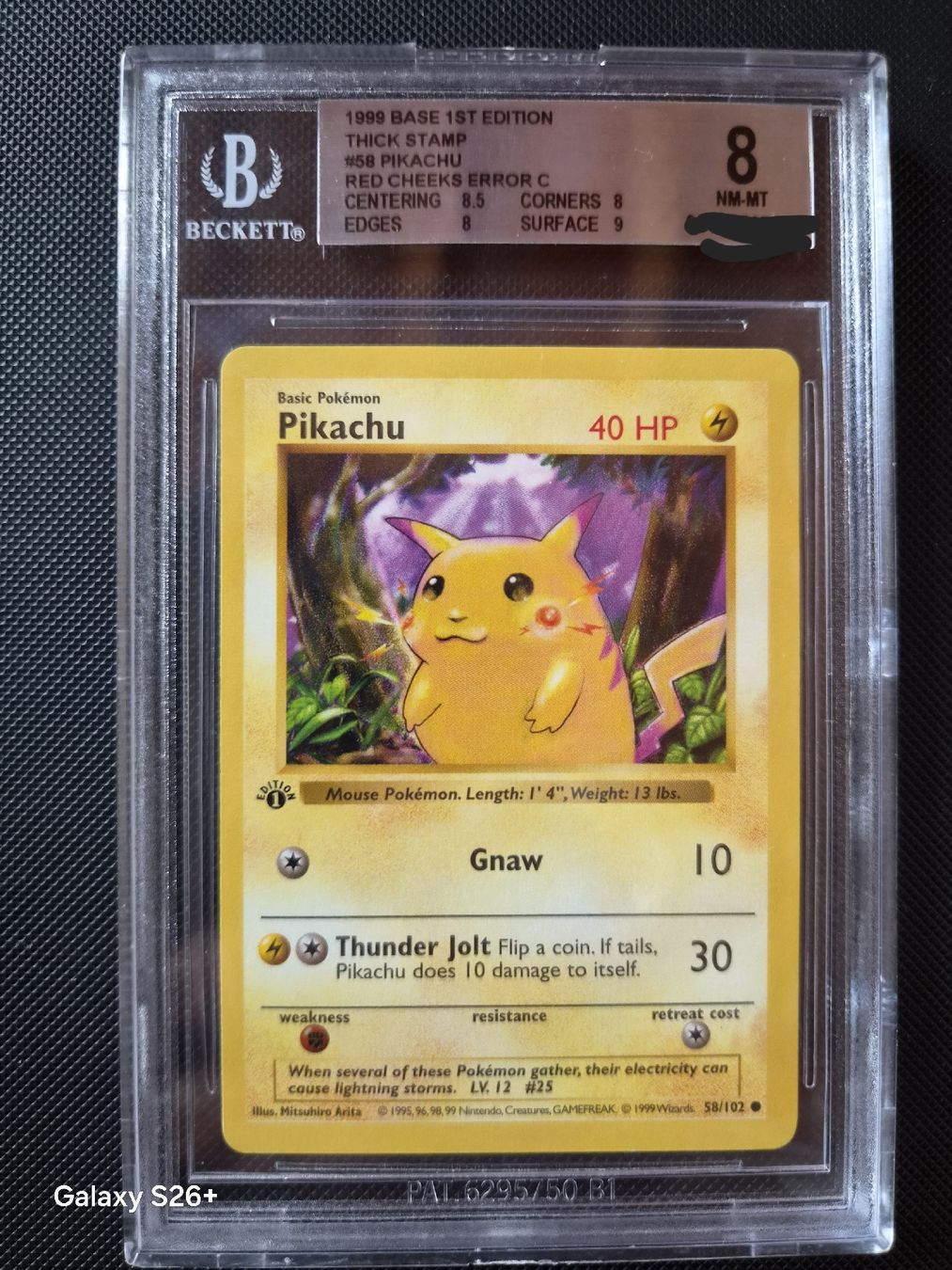 Pokémon Sammelbilder & Trading cards: Pokémon Pikachu 1st Edition Shadowless Red Cheeks Error Thic – Neu (gemäss Beschreibung) aus Ponte Capriasca von gev_n5bb