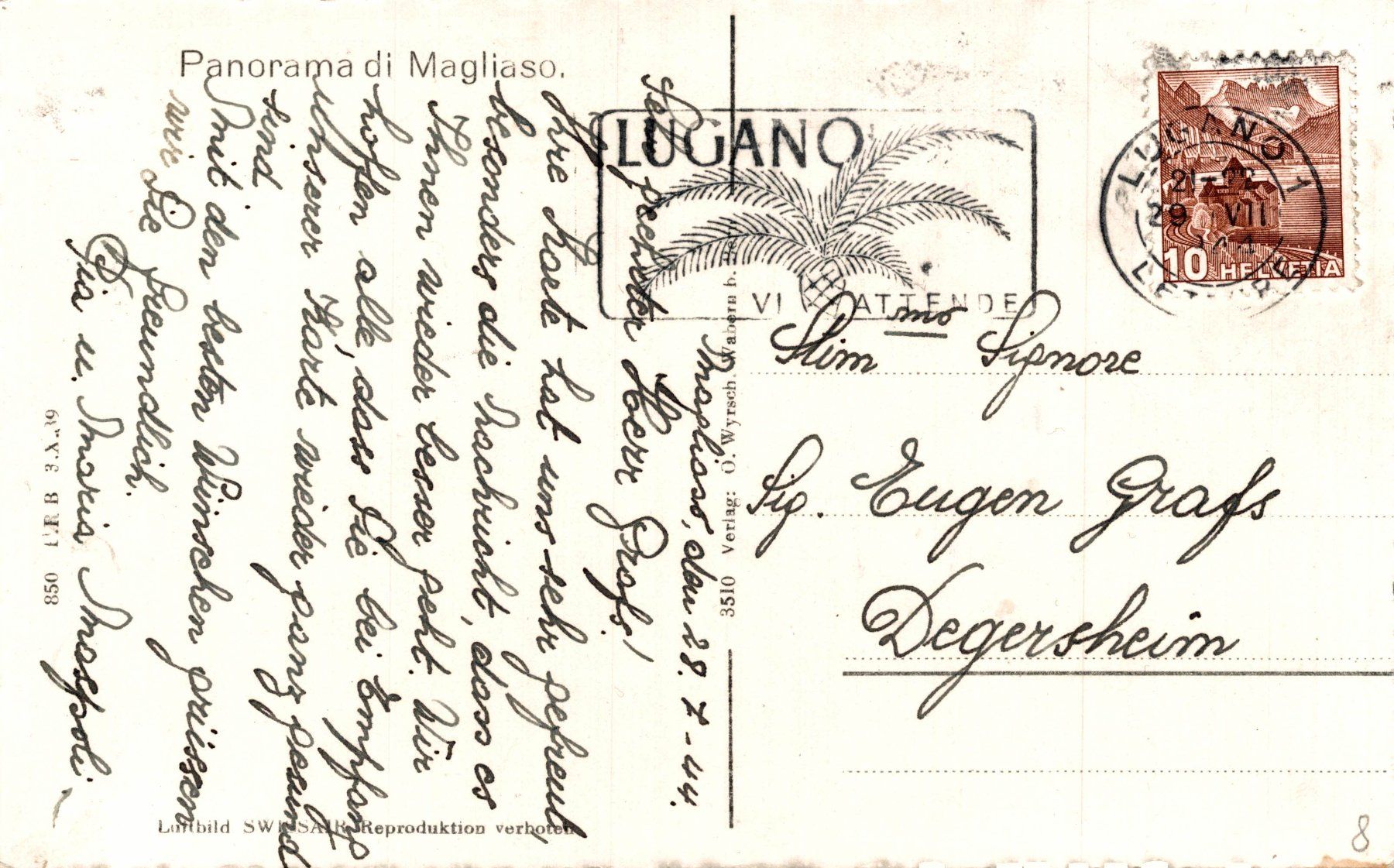 Cartoline postali: Panorama di Magliaso – Usato da Bronschhofen venduto da Astore 1