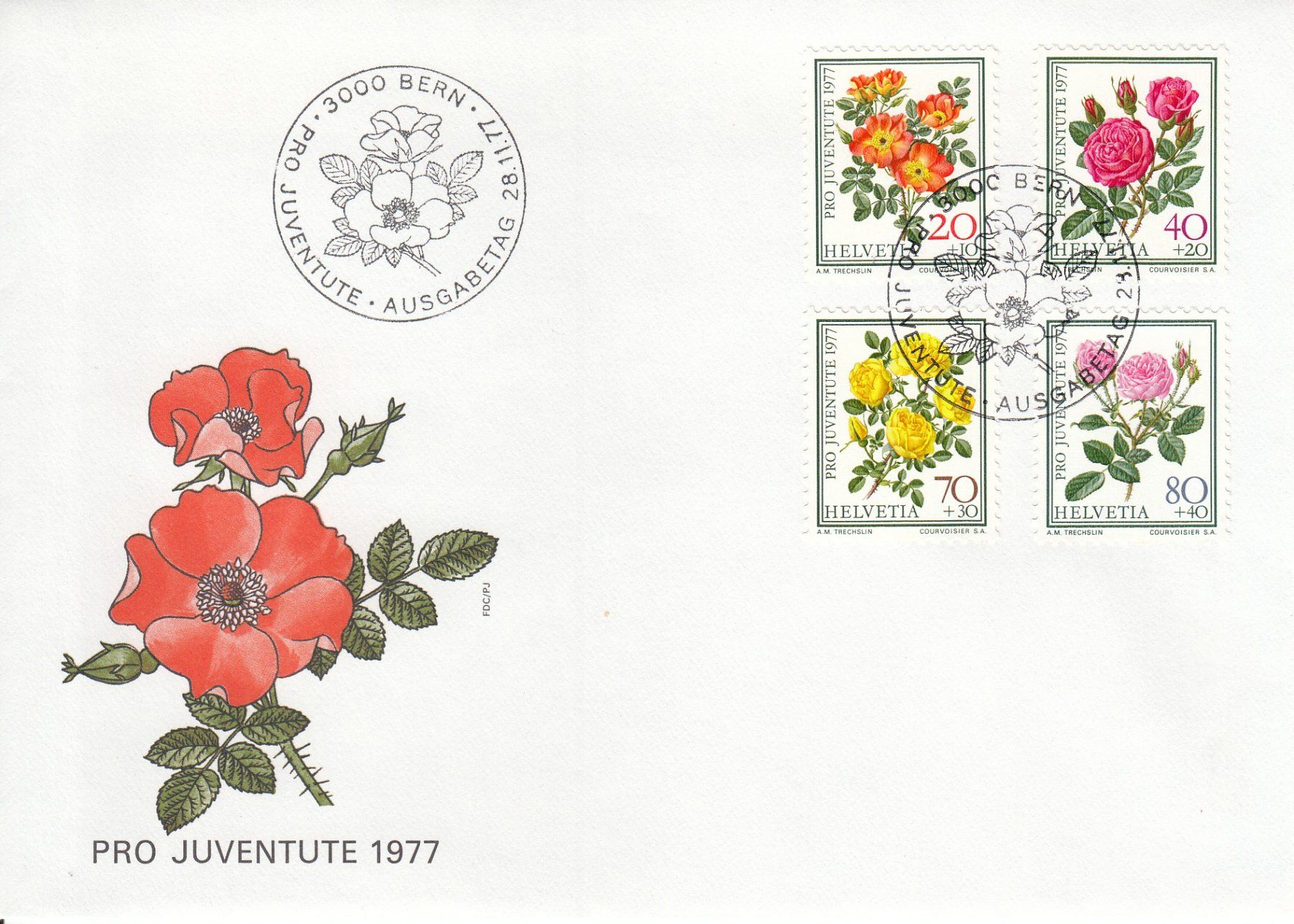 Tutti i francobolli: 1977 Pro Juventute FDC Rosen – Usato da Spreitenbach venduto da Mustang_1105