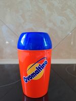 Shaker Ovomaltine orange/bleu plastique avec couvercle 3 dl