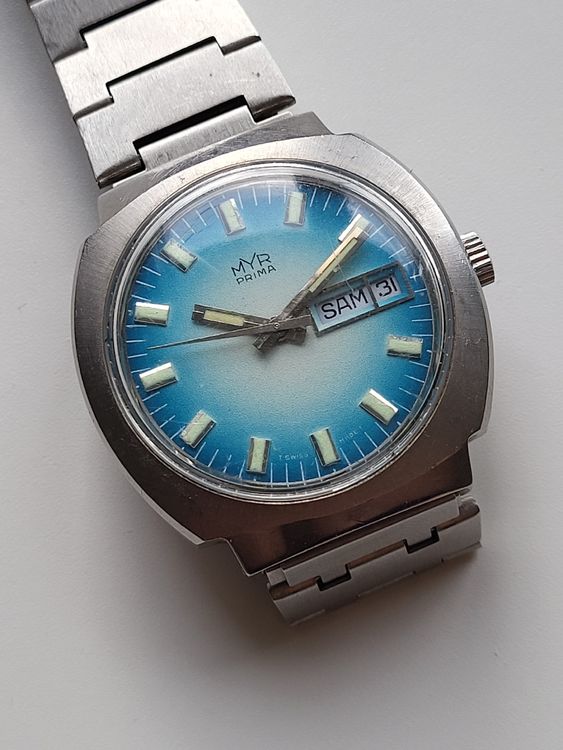 Vintage MYR Prima Edelstahl, Handaufzug, Tag Datum (Gebraucht) in ...