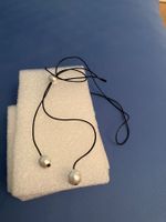 Stylische schwarze Kordelkette mit Imitationsperlen NEU