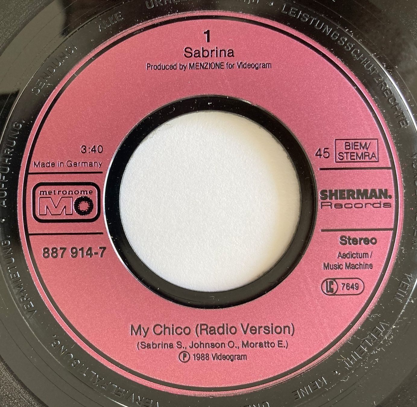 Schallplatten: SABRINA - MY CHICO – Gebraucht aus Bottens von hotter-than-hell 2