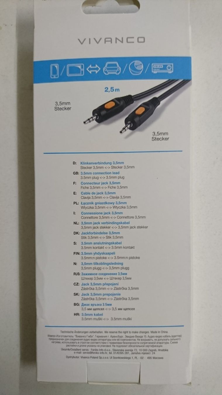 Cavi: 3.5mm Klinkenkabel – Nuovo e nell'imballaggio originale da Tägerschen venduto da Tech-World7 1