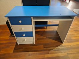 Kinderschreibtisch mit 4 Schubladen blau/weiss "Arne"