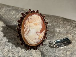 BÖHMISCHER GRANATSCHMUCK Brosche Cameé