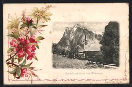 Litho Grindelwald, Kirche und Wetterhorn