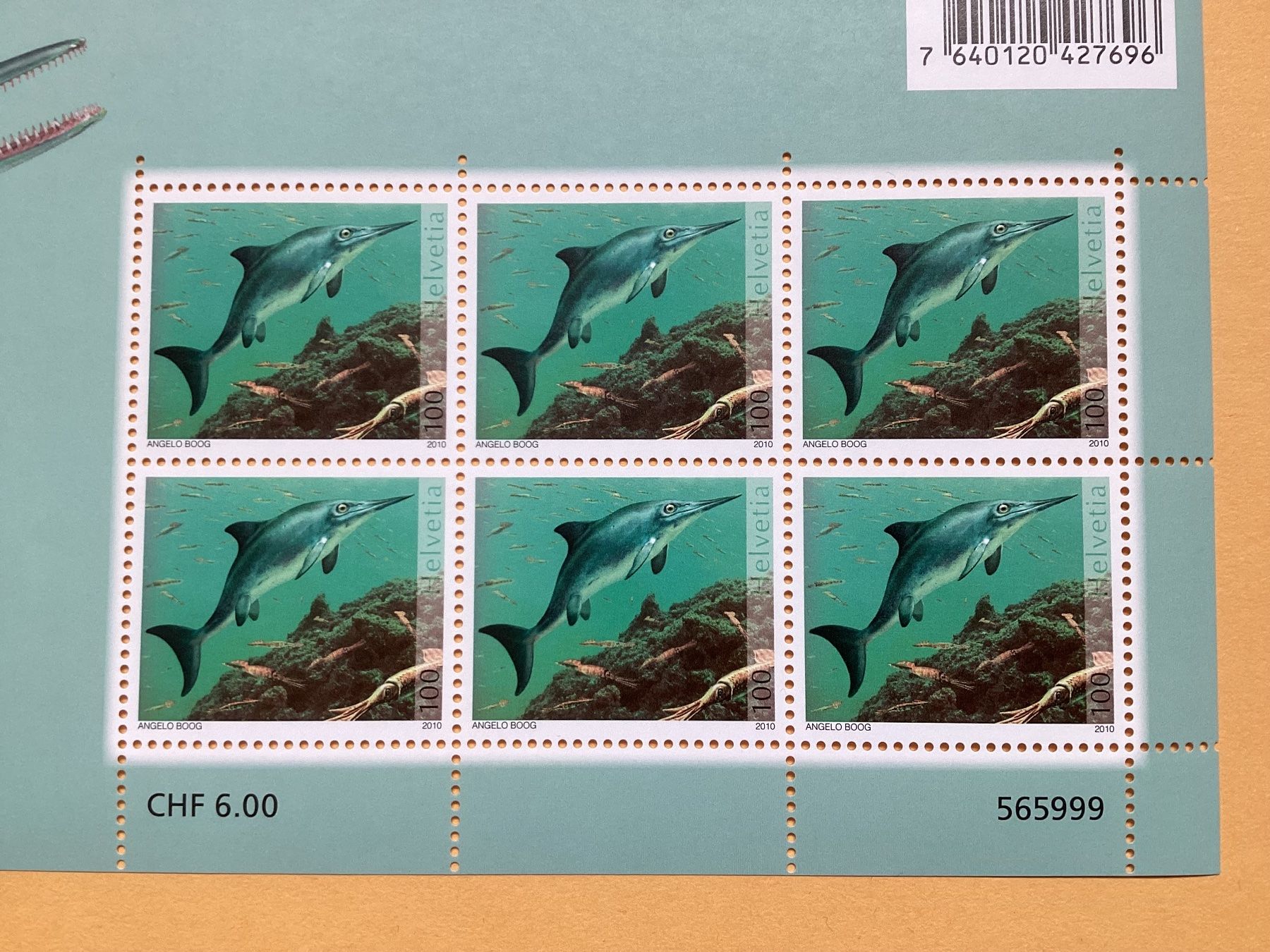 Tutti i francobolli: 6x Fr. 1.- Briefmarken postfrisch Dinosaurier 2010 – Nuovo (secondo la descrizione) da Seftigen venduto da Muggelwomb 1