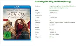 Mortal Engines: Krieg der Städte (Bluray)