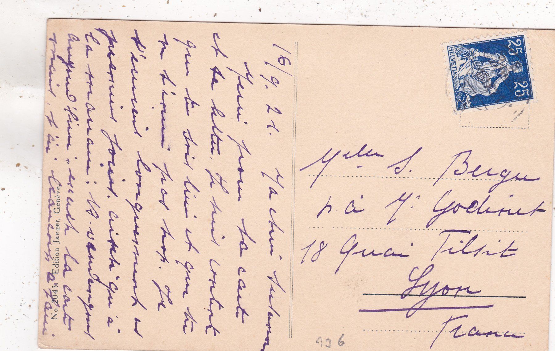 Cartes postales: Genève 1921 – D'occasion à Herisau par Lisegrat2008 1