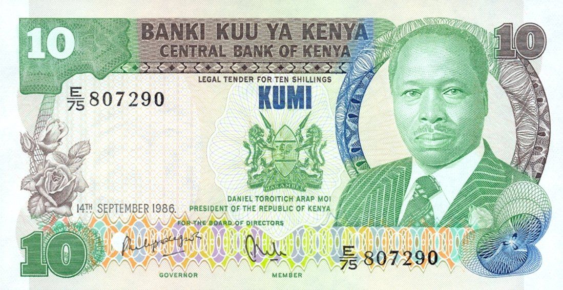 Banconote: Kenia 10 Schilling 1986 P-20e UNC – Nuovo (secondo la descrizione) da Schliern b. Köniz venduto da pizzitaxi