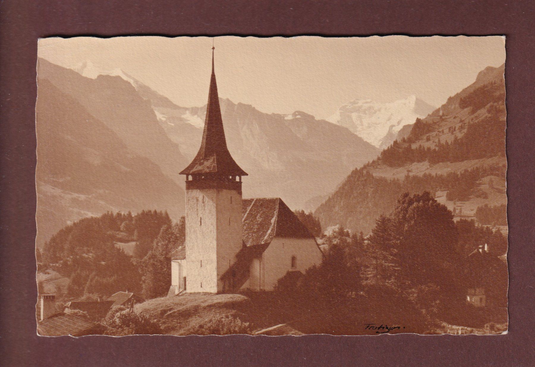Cartes postales: FRUTIGEN - Kirche - 1949 E. Gyger – D'occasion à Pully par nicecards-shop
