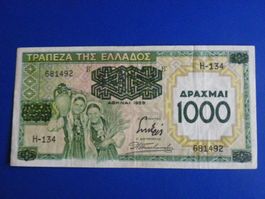 Griechische 1000 Drachmen Banknote, 1939, Top Zustand!