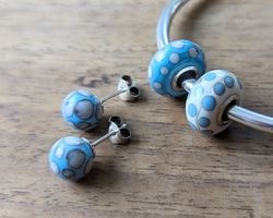 Silver 925 2 Glasbeads+Ohrstecker