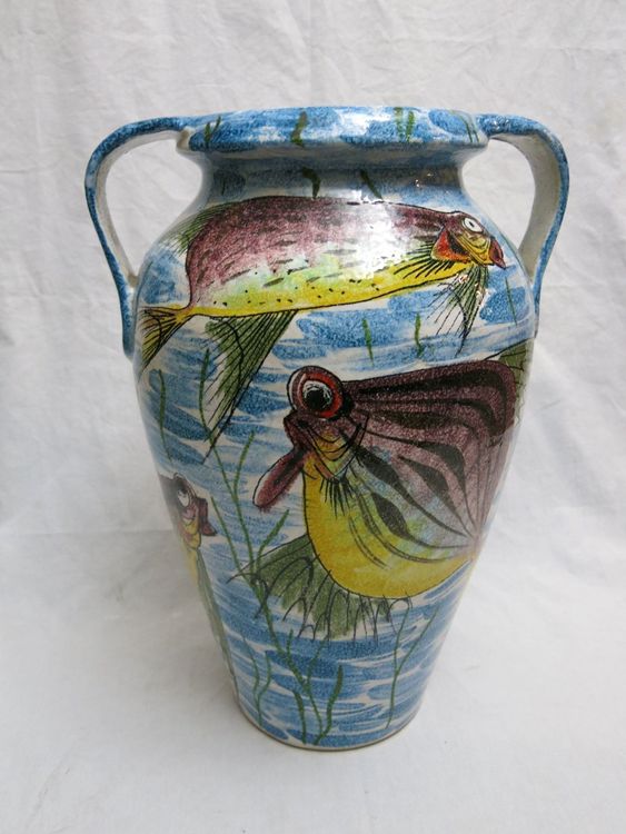 Vase Unikat Italy Deko Alt Selten Fische 50er 60er Jahre Kaufen auf