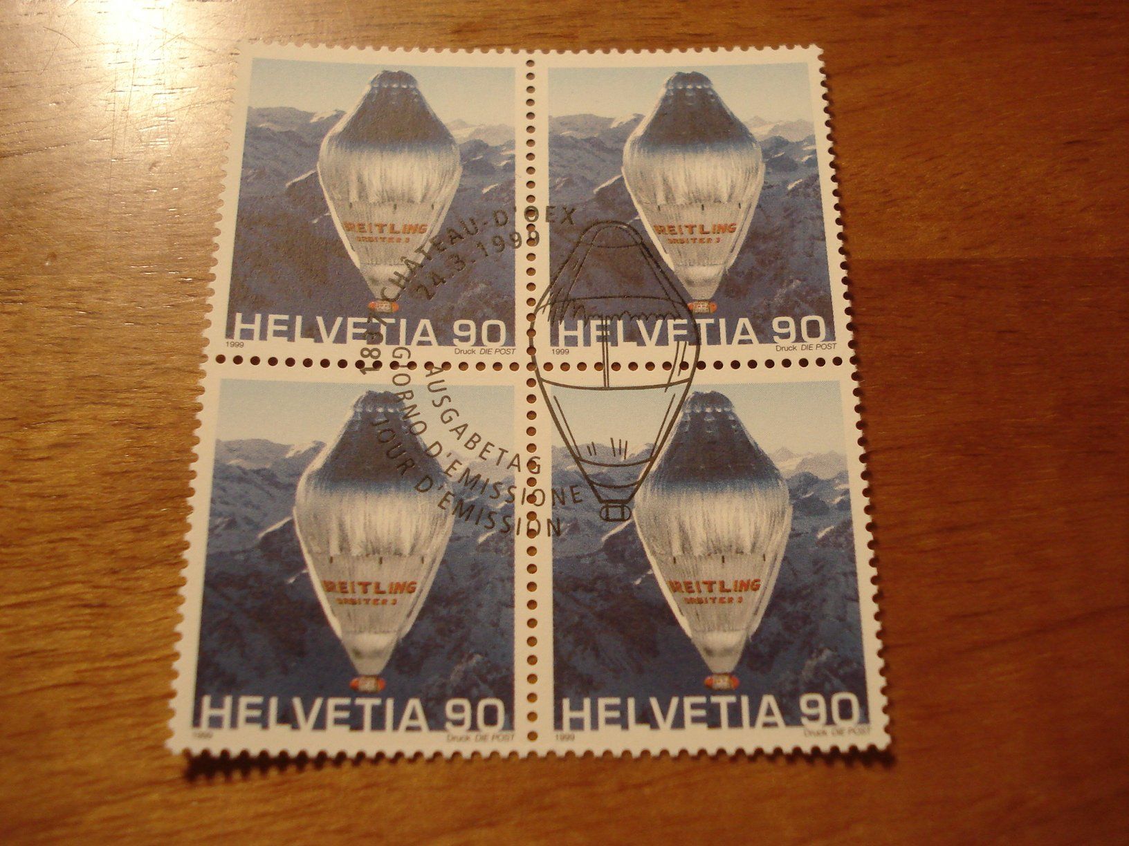 Tutti i francobolli: Marke BReitling Orbiter 1999, FDC + 4ererblock ET-o – Usato da Niederwil AG venduto da morostahu